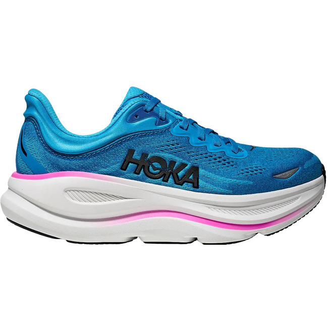Side of Hoka Women's Bondi 9 Running Shoe in Skyward Blue