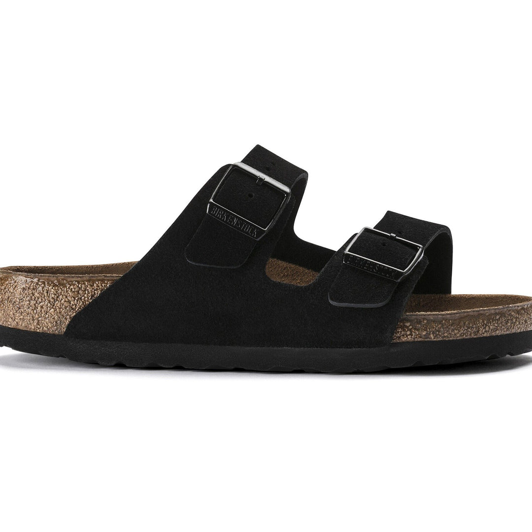 Birkenstock Unisex Arizona Soft Footbed Suede Sandal in Black - side view