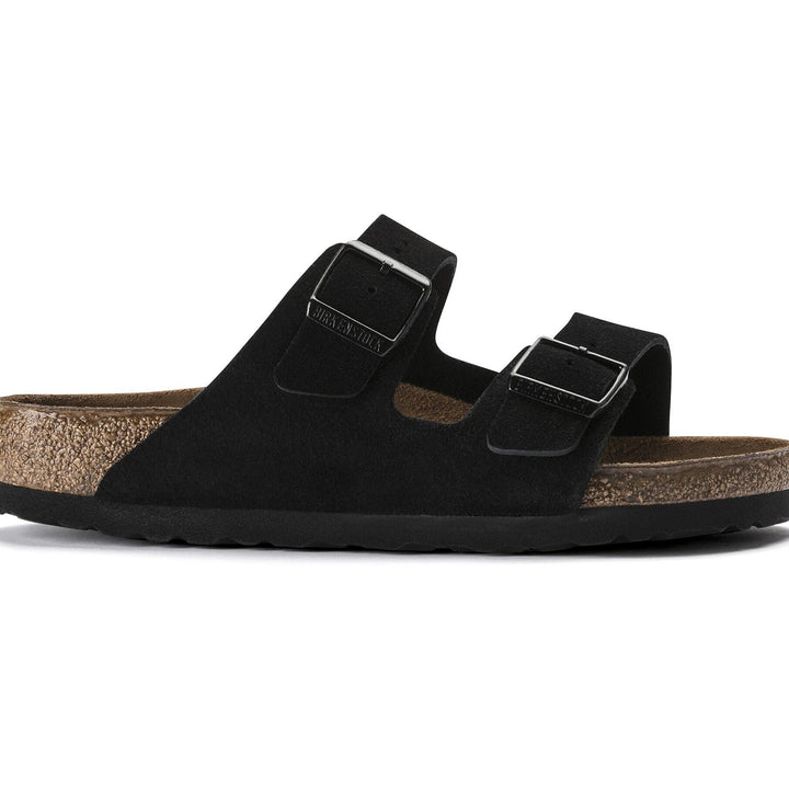 Birkenstock Unisex Arizona Soft Footbed Suede Sandal in Black - side view