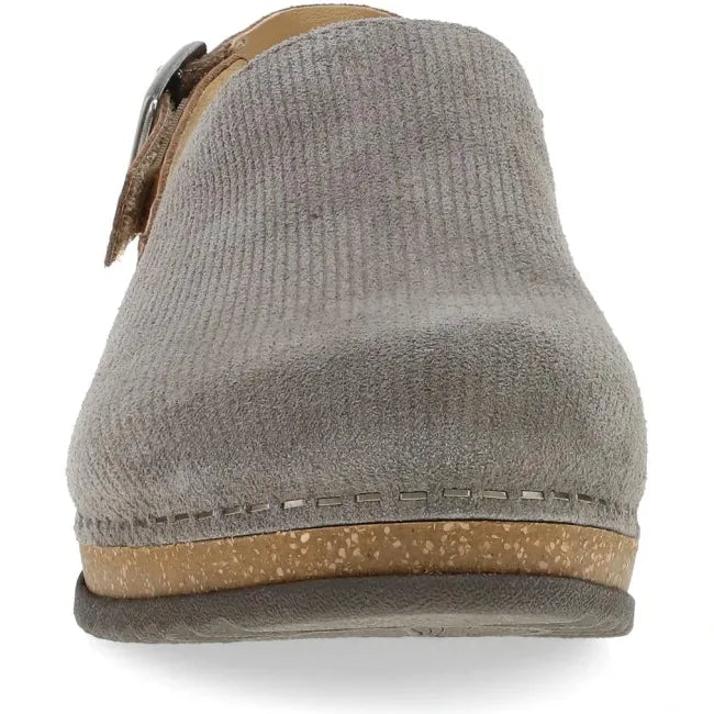 Dansko Merrin mule in stone embossed suede, front view