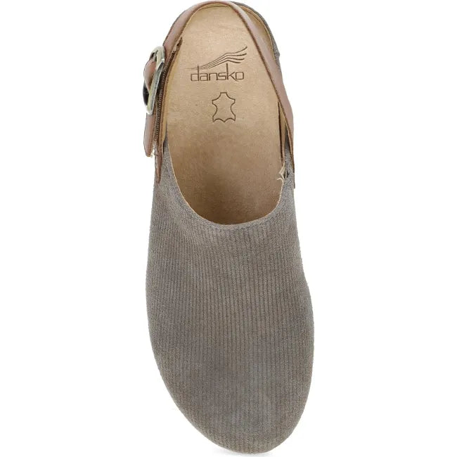 Dansko Merrin mule in stone embossed suede, top view