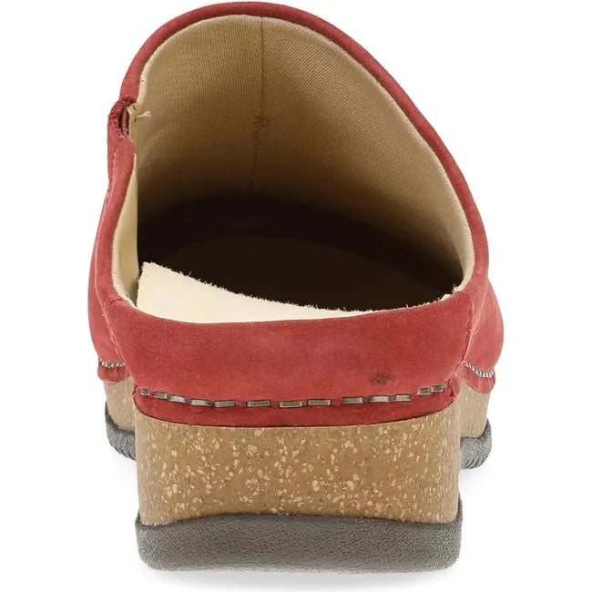Heel of Women's Dansko Mariella Clog in cayenne red with a tan sole