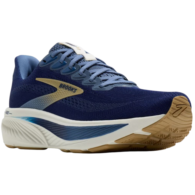 Angled Side of Brooks Men's Ghost 17 Running Shoe in Blue Beacon