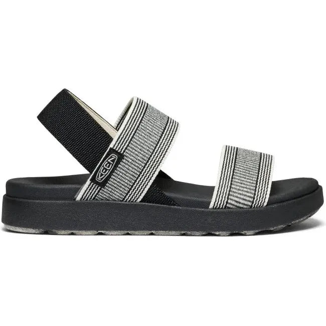 Lateral side of Women's KEEN Elle Backstrap Sandal in Black Star White colorway
