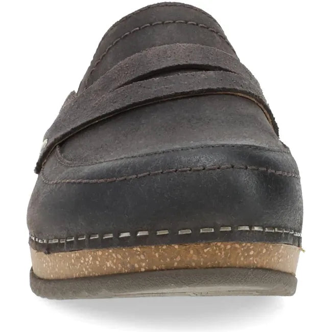 Dansko Maggy clog in chocolate leather, front view