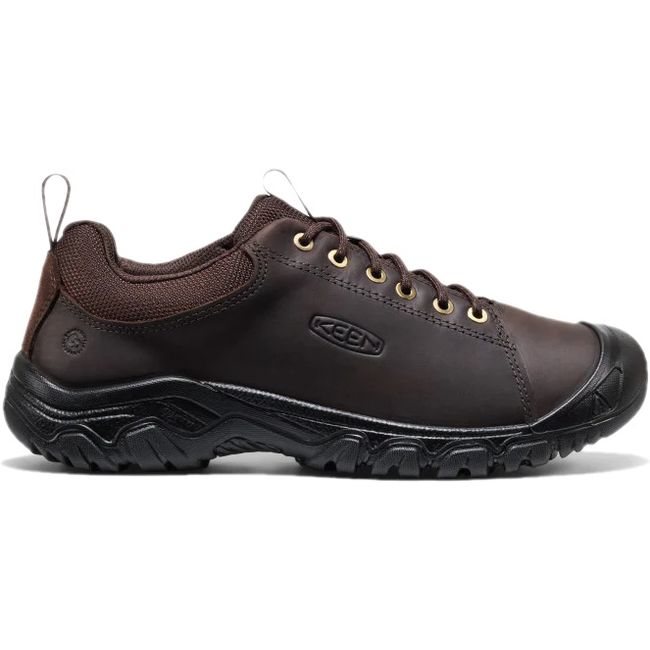 Lateral side of Men's KEEN Targhee IV Oxford Shoe in Dark Brown Java Black