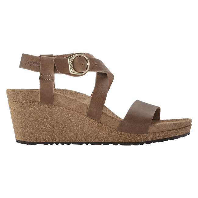 Side of Papillio By Birkenstock Women's Sibyl Ring-Buckle Sandal in Cognac Brown