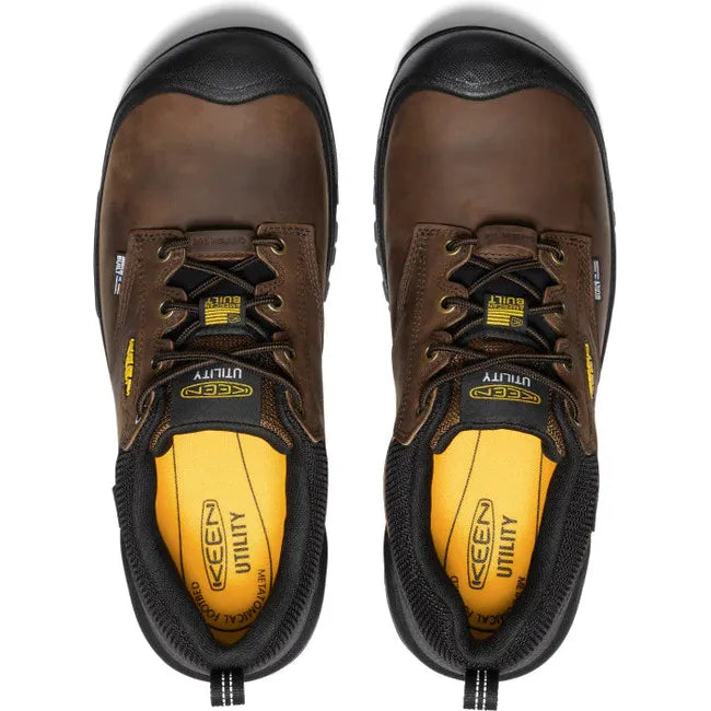 Keen Men&#39;s Independence Oxford Waterproof Carbon Fiber Toe Work Shoe Dark Earth Black 1028285