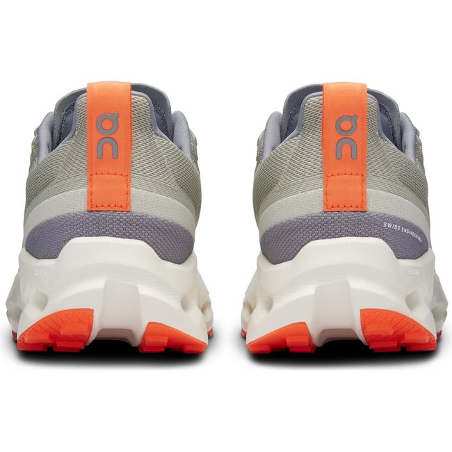 Heels of Men's On Running Cloudsurfer Trail Running Shoes in Fossil Ivory with orange accents