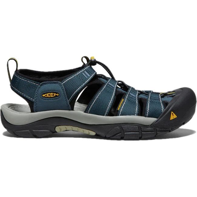 Lateral of KEEN Men&#39;s Newport H2 Closed Toe Sandal in Navy and Medium Grey
