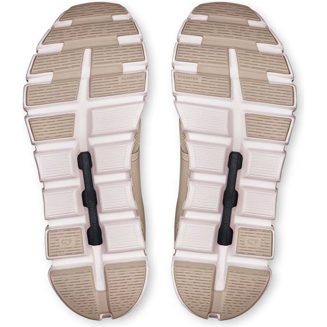 Soles of On Running Women's Cloud 6 Running Shoes in pearl