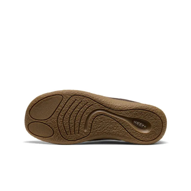 Tan sole of Keen Men's Howser III Slide in Java Brown Safari Beige