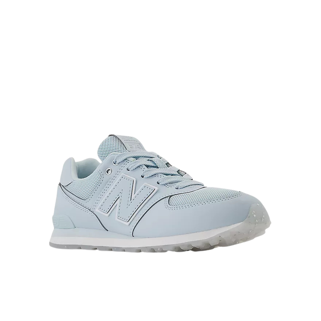 Angled side of New Balance Kids' 574 Lifestyle Shoe (Youth) in Frosted Glass