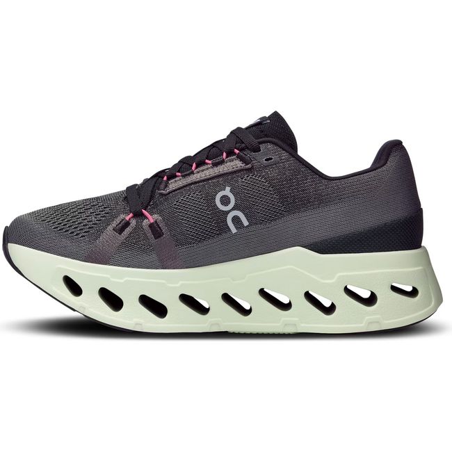 Medial side of Women's On Running Cloudeclipse Running Shoe in Gray Rock and Lima Green