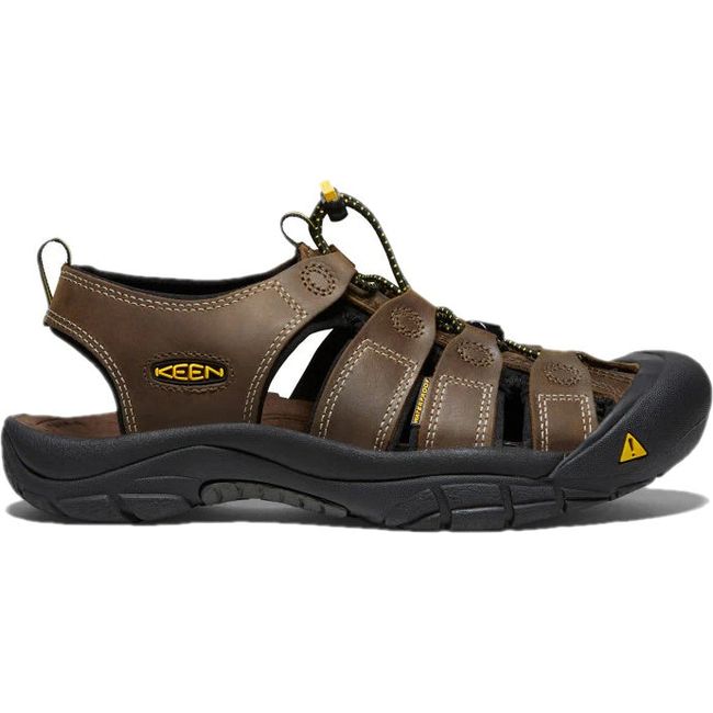 Lateral of KEEN Men's Newport H2 Closed Toe Sandal in Bison brown leather