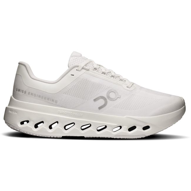 Lateral side of On Running Women's Cloudsurfer Next Running Shoe in All White