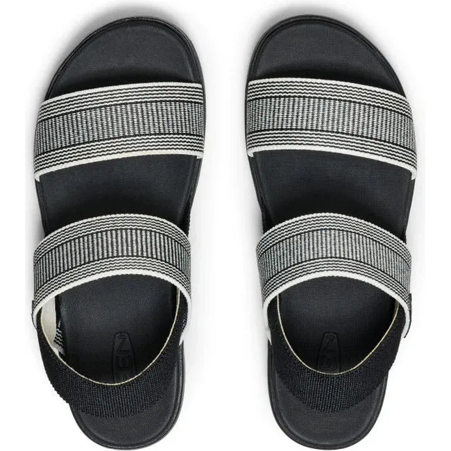 Top down view of Women's KEEN Elle Backstrap Sandals in Black Star White colorway