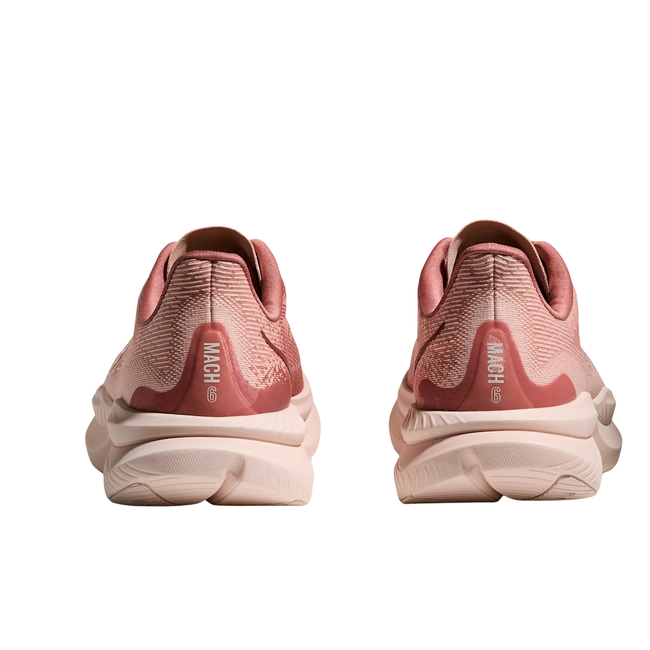 Heels of Hoka Women's Mach 6 running Shoe in Rose Latte Pink