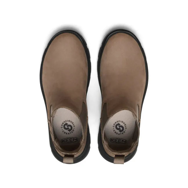 Upper of brindle brown and black Women's KEEN Kosa Waterproof Chelsea Boots