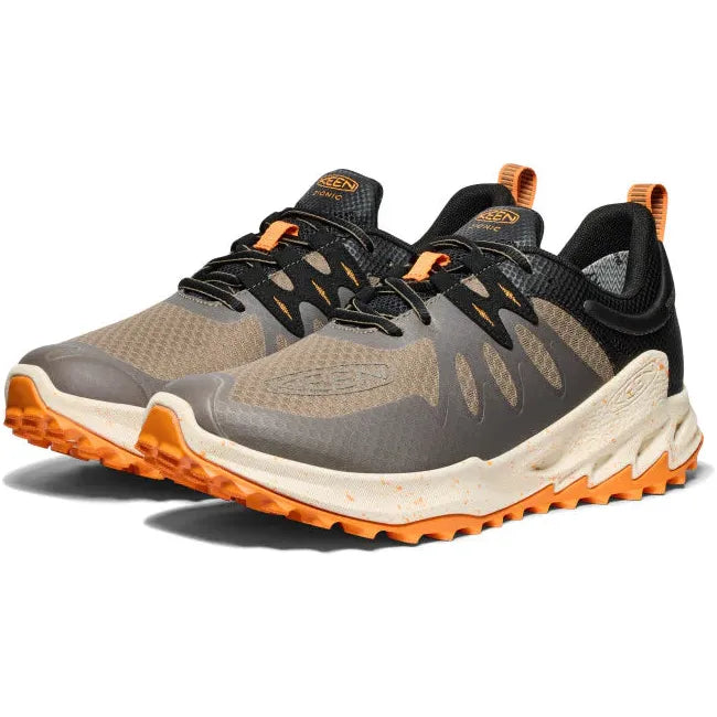 Pair of Men&#39;s Keen Zionic Waterproof Hiking Shoes in Brindle Bright Marigold