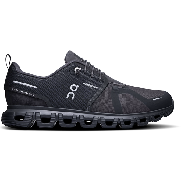 Side of On Running Women's Cloud 6 Waterproof Running Shoe in Black 