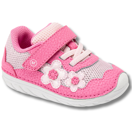 Angled Side of Stride Rite Infant Kids' Rosa Sneaker in Blush Pink