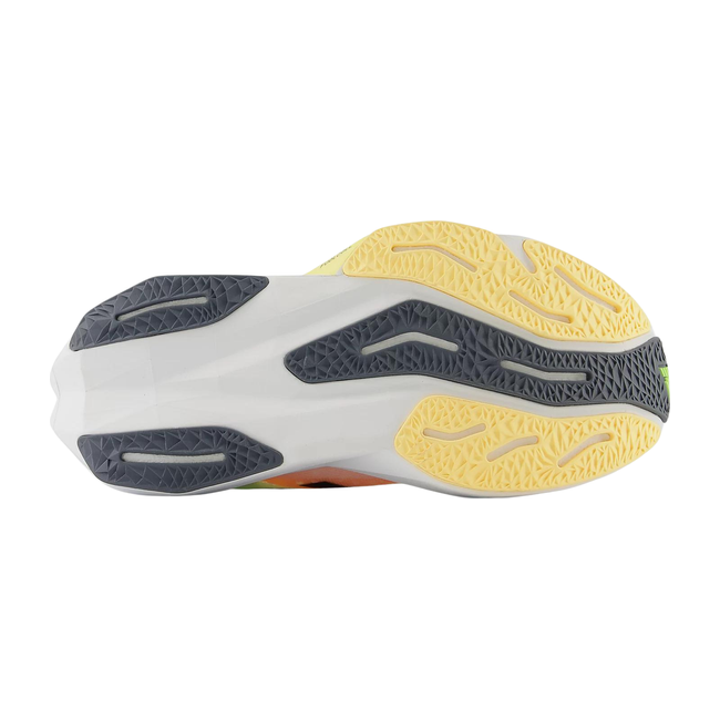 New Balance Women's FuelCell Rebel V4 Running Shoe WHITE/BLEACHED LIME GLO/HOT MANGO WFCXLA4