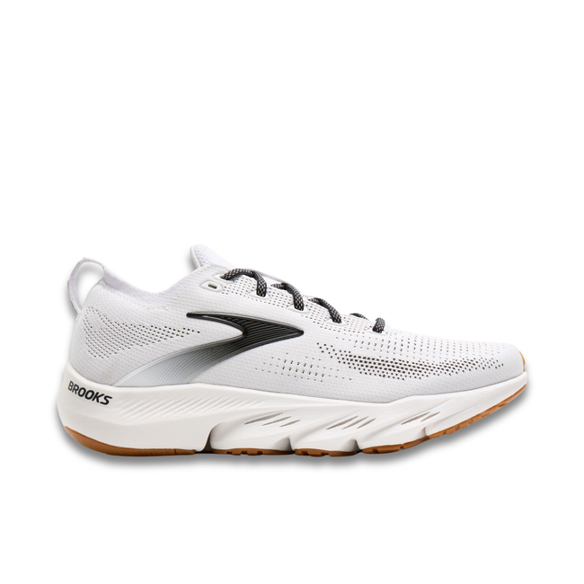 Lateral side of Brooks Men's Glycerin Flex Running Shoe in White Black Gum