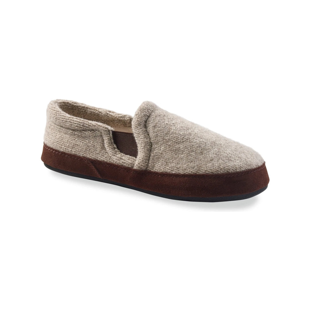 Acorn Men's Fave Gore Moccasin Slipper in Grey Ragg Wool, side view