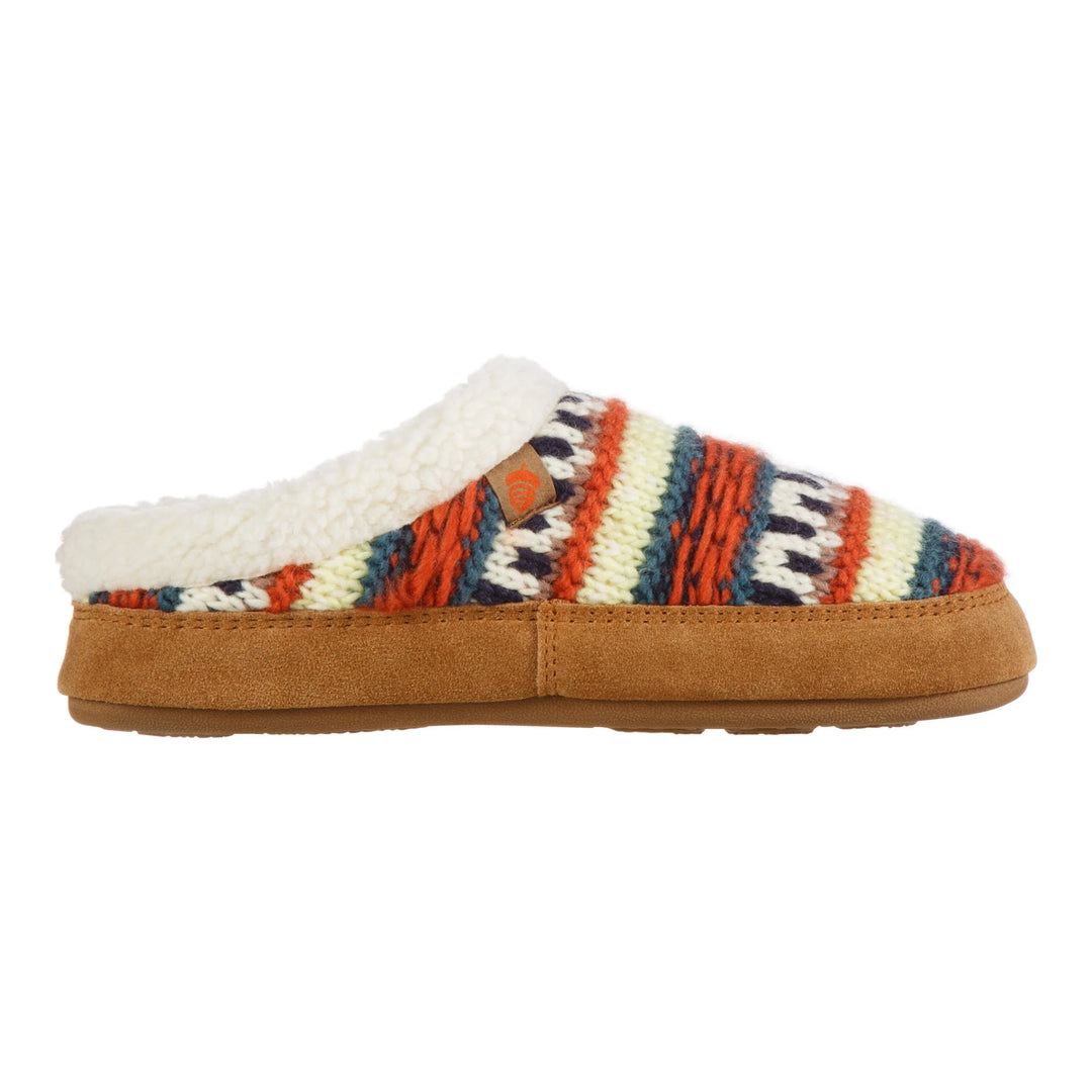 Acorn Women's Fairisle Knit Clog Slipper in Sunset Red, side view