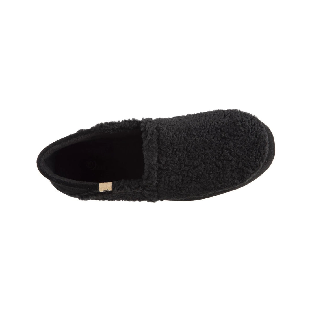 Acorn Men's Collapsible Heel Moccasin Slipper in Black Berber, side view