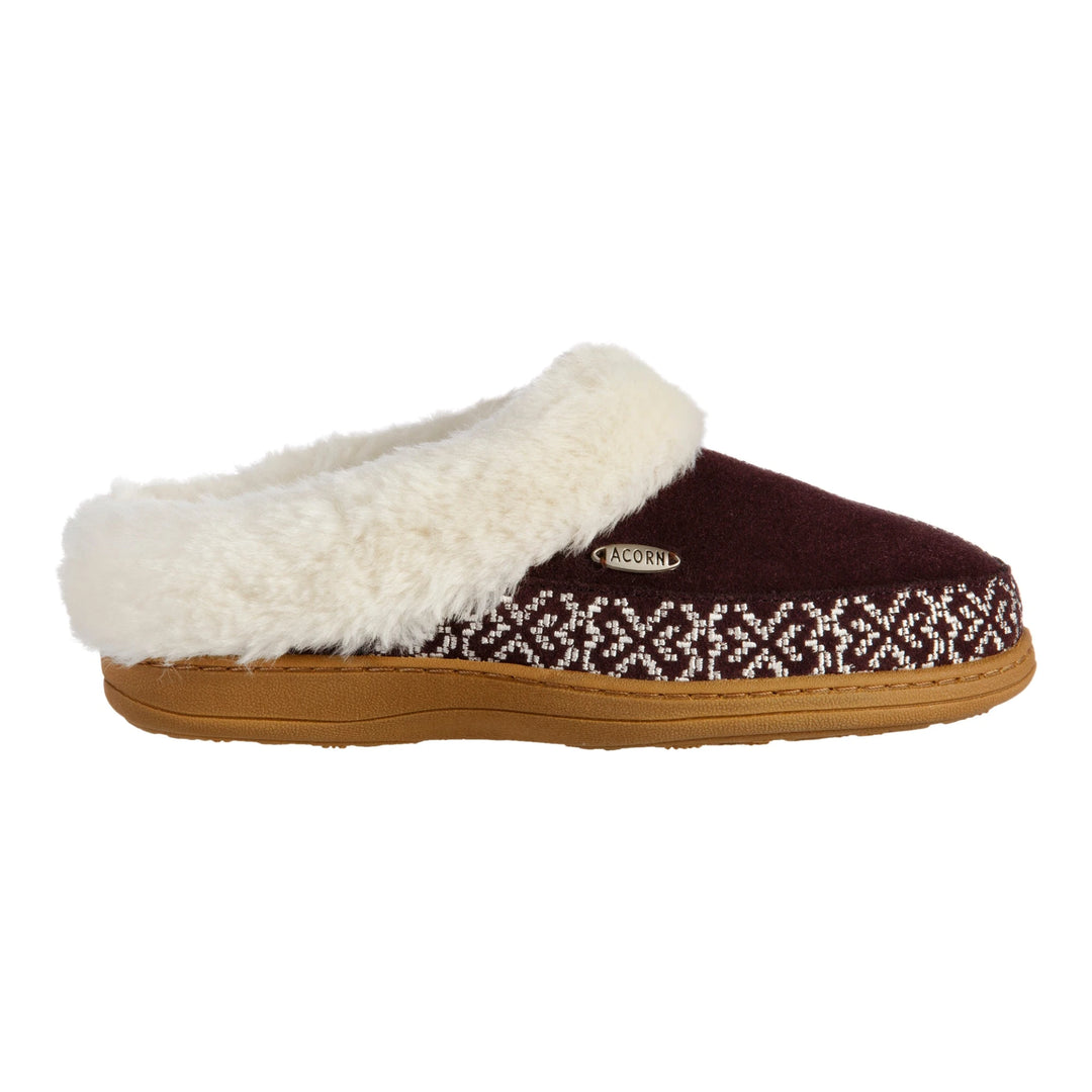 Acorn Women's Greta Embroidered Clog Slipper in Raisin, side view