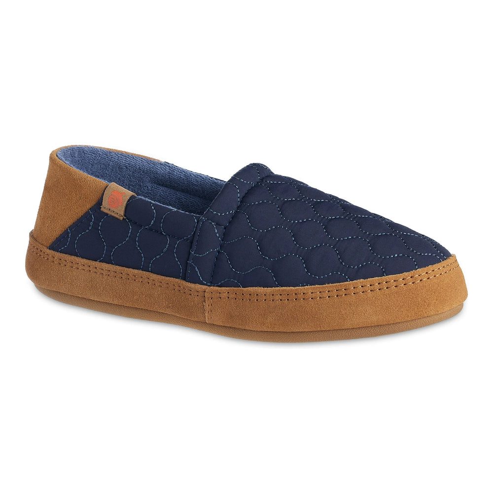 Acorn Women's Walden Water Repellent Moccasin Slipper in Navy, front three-quarter view