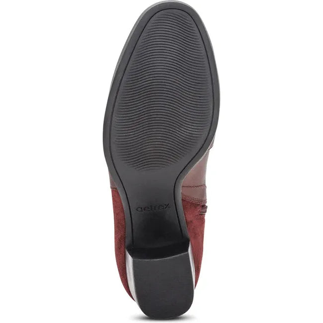 Sole of Women's Aetrex Rebecca Heel Boot in Burgundy leather upper