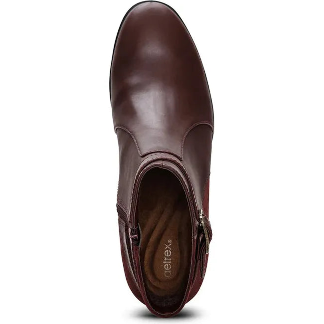 Top down view of Women's Aetrex Rebecca Heel Boot in Burgundy leather