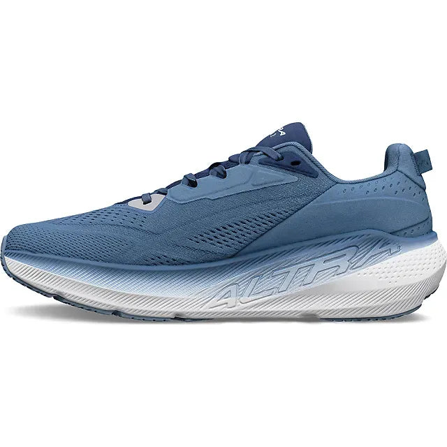 Medial side of Altra Men's FWD Via 2 Running Shoe in Navy Light Blue