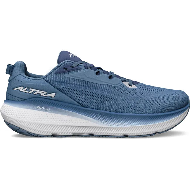 Lateral side of Altra Men's FWD Via 2 Running Shoe in Navy Light Blue