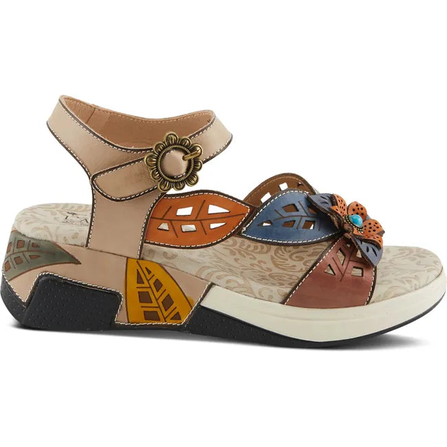 L'Artiste Women's Alora Wedge Sandal Light Beige Multi