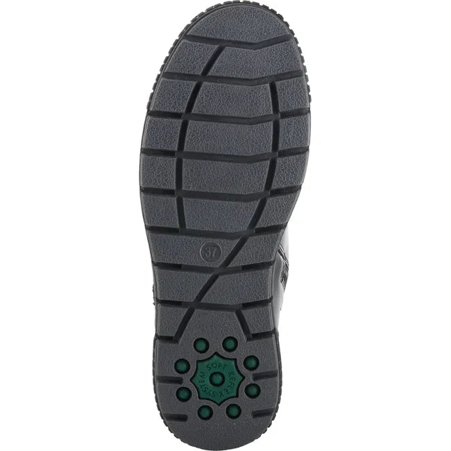 Sole of Women's Spring Step Boot Relife Alps Lace Up in Black Patent with black sole