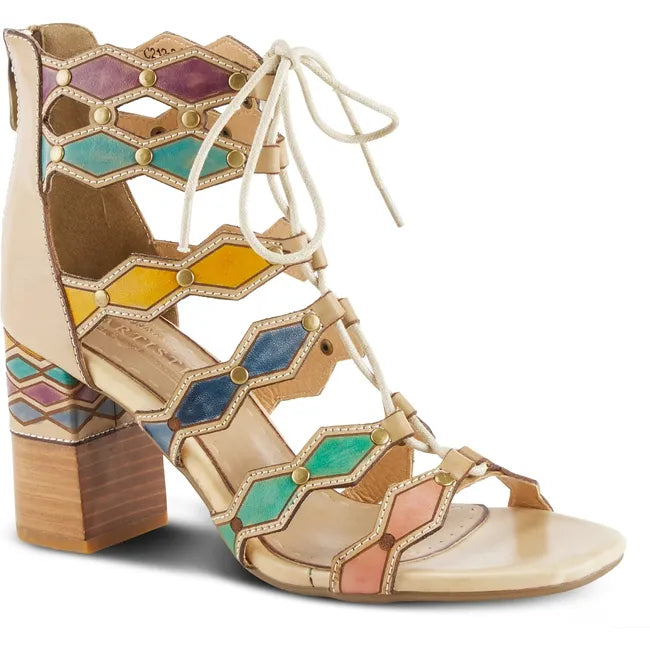 L'Artiste Women's Artdeco Heel Beige Multi