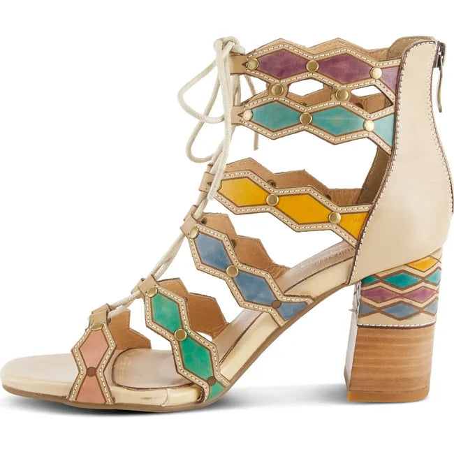 L'Artiste Women's Artdeco Heel Beige Multi