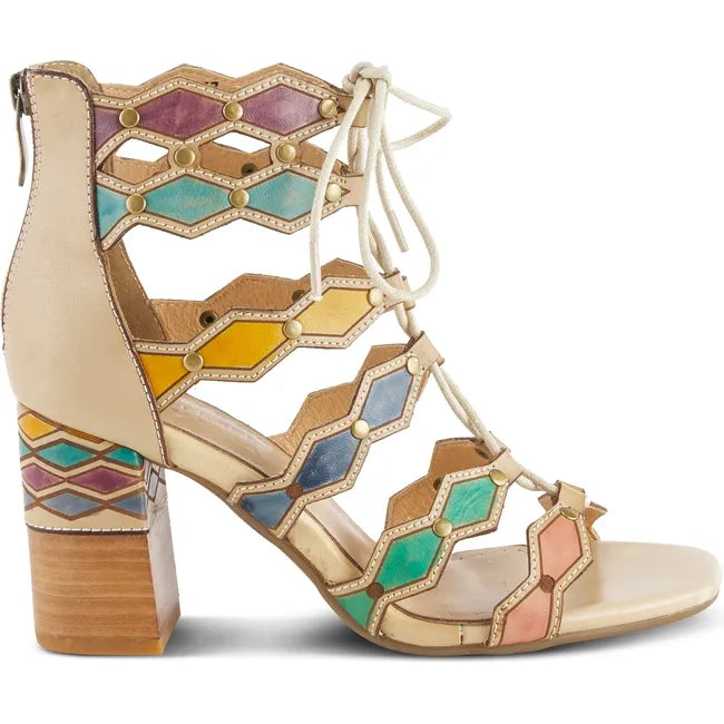 L'Artiste Women's Artdeco Heel Beige Multi