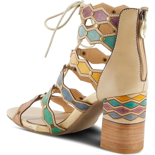 L'Artiste Women's Artdeco Heel Beige Multi
