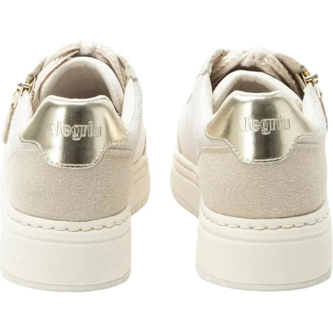Heels of Women&#39;s Alegria Averie Sneakers in white and boho beige with side zipper