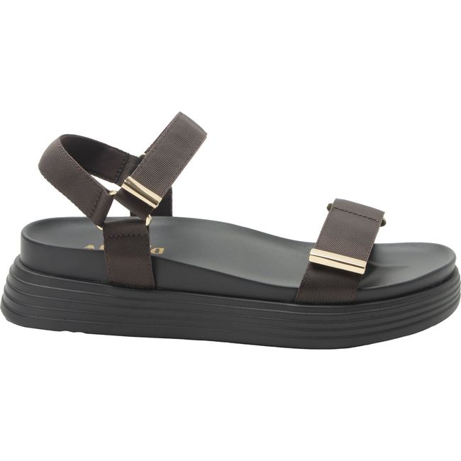 Lateral side of Women's Alegria Allyson Sandal in Chocolate Brown with velro straps and back strap