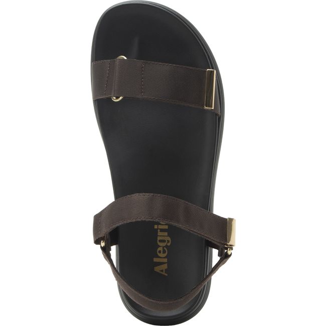 Upper of Women&#39;s Alegria Allyson Sandal in Chocolate Brown with velro straps
