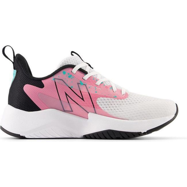 New Balance Kids' Rave Run Running Shoe White/Real Pink/Black PKRAVFP2