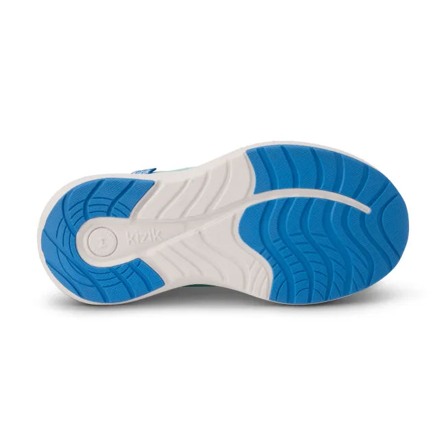 Blue tread of Kizik Kids Youth Athens 2 Sneaker in multicolor upper with easy HandsFree Step-In heel