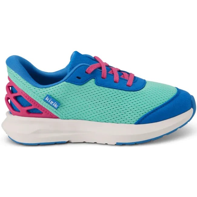 Lateral side of Kizik Little Kids Athens 2 Sneaker in multicolor with easy HandsFree Step-In heel