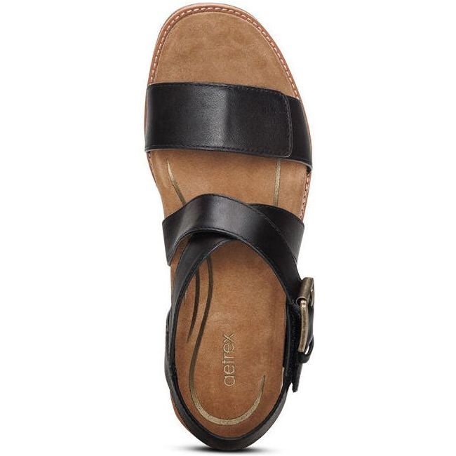 Aetrex Women's Kristin Block Heel Sandal Black BH100W